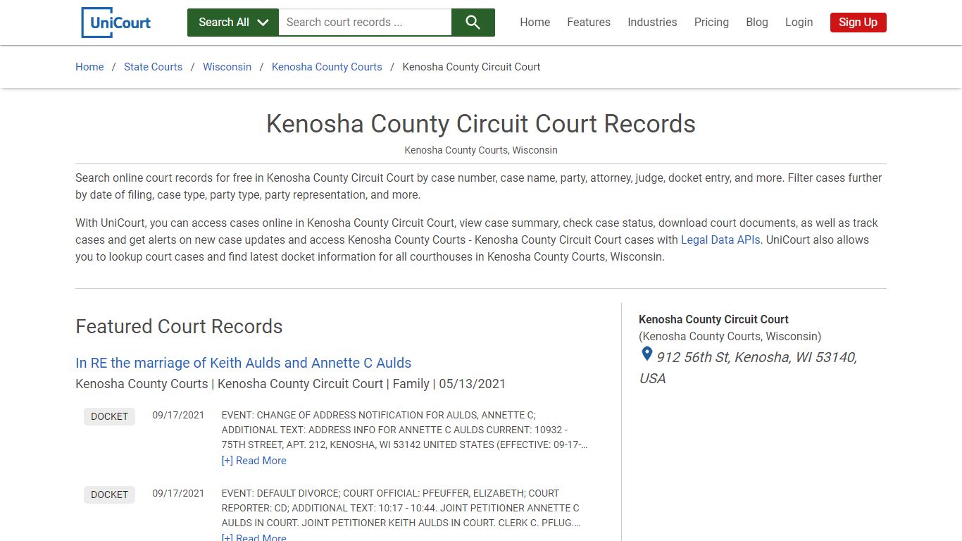 Kenosha County Circuit Court Records | Kenosha | UniCourt