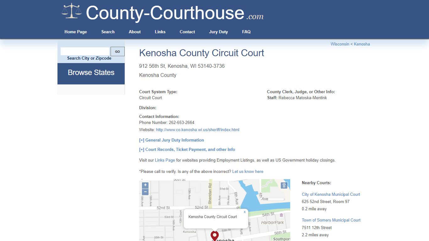 Kenosha County Circuit Court in Kenosha, WI - Court Information
