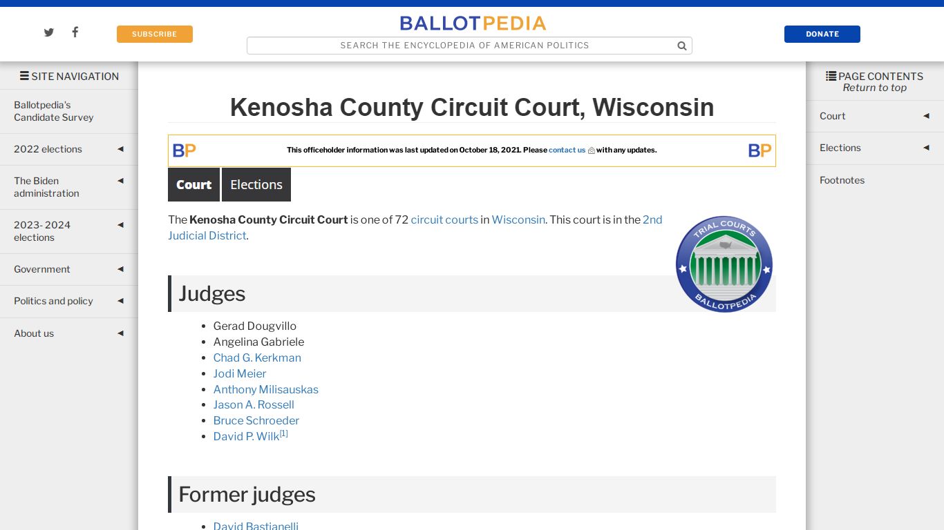 Kenosha County Circuit Court, Wisconsin - Ballotpedia